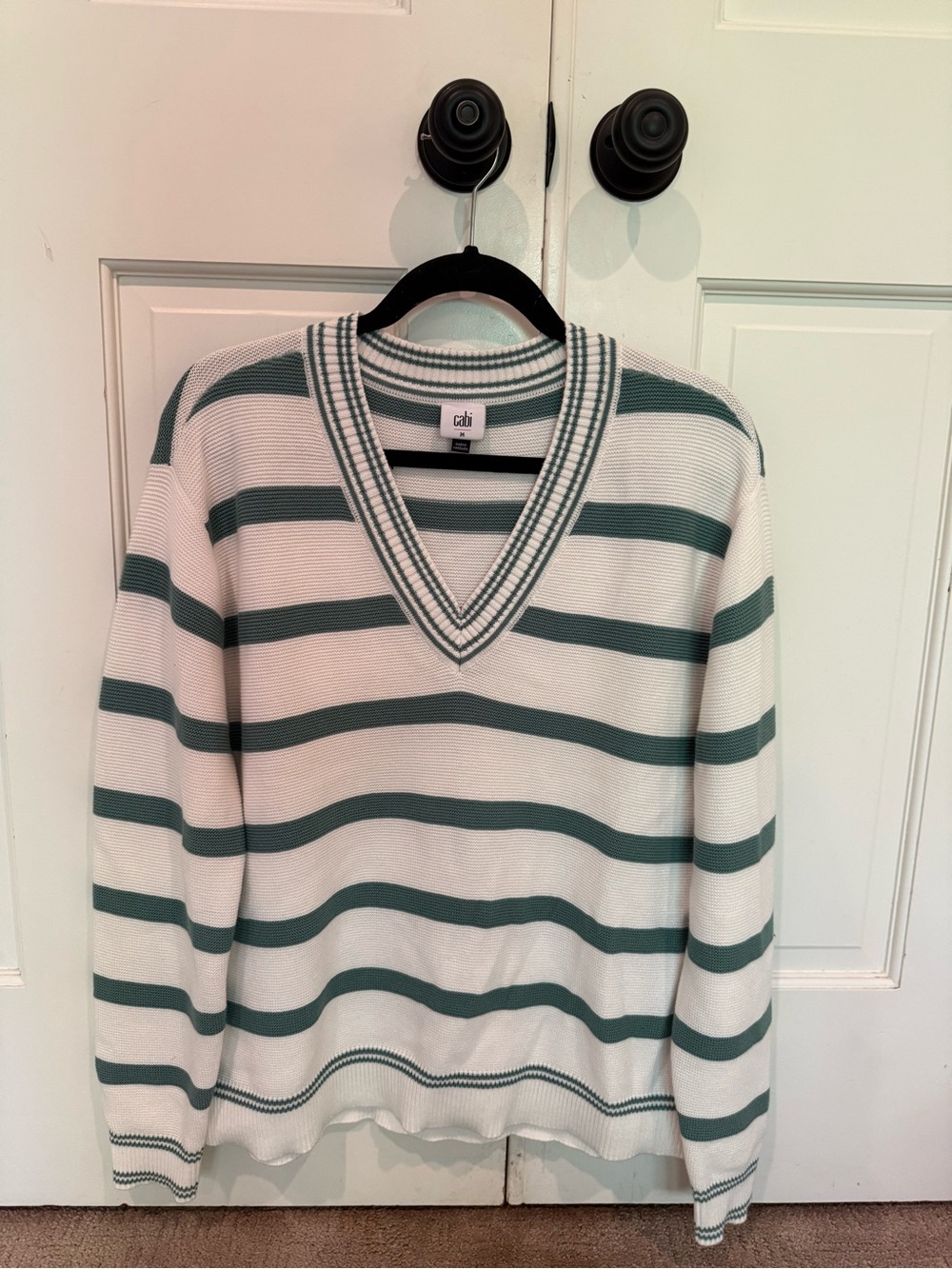 Cabi Arena Striped V-Neck Sweater